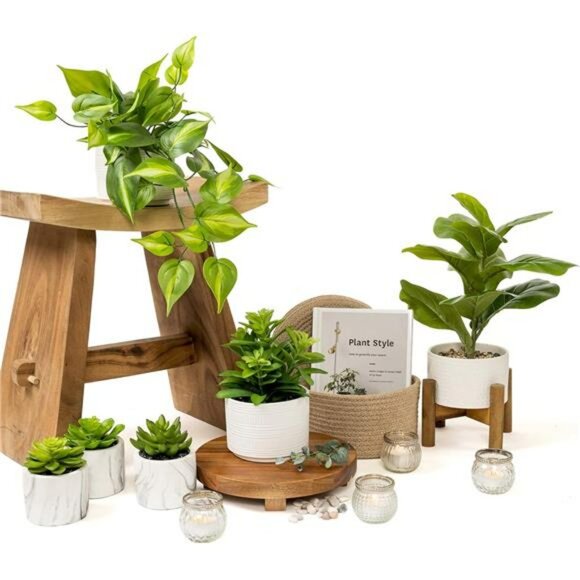 Artificial pothos plant faux trailing ivy in ceramic pot shelf decor indoor outd - Picture 6 of 7